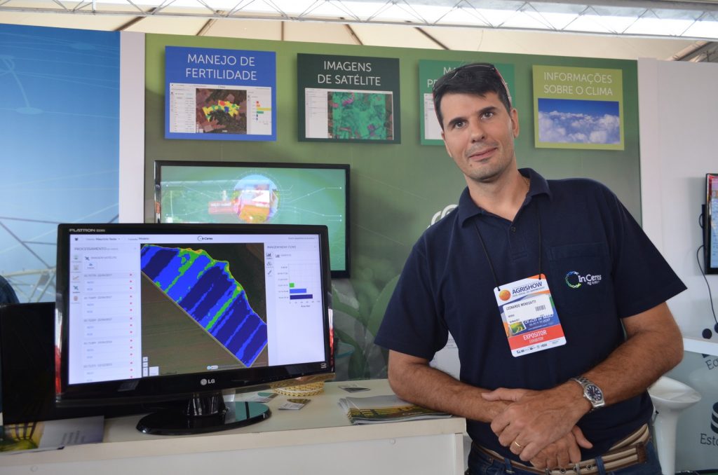Leonardo Menegatti, CEO da InCeres, no espaço da empresa dentro do Fazenda Inteligente - Agrishow 2017