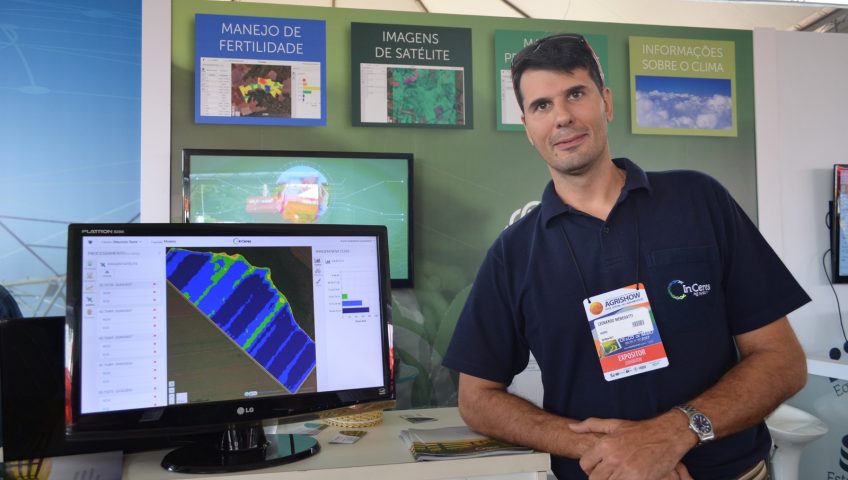 Leonardo Menegatti, CEO da InCeres, no espaço da empresa dentro do Fazenda Inteligente - Agrishow 2017
